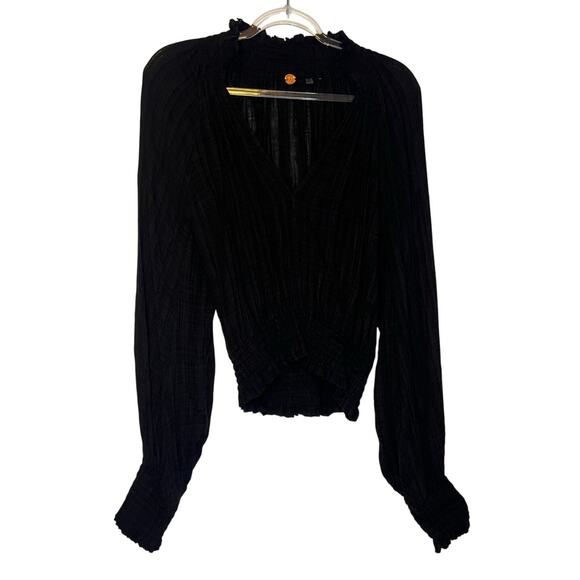 Free People Black Long Sleeve Flowy Top S - Picture 1 of 3